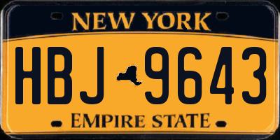NY license plate HBJ9643