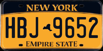 NY license plate HBJ9652