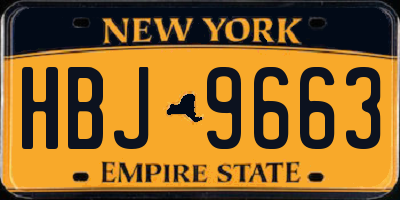 NY license plate HBJ9663