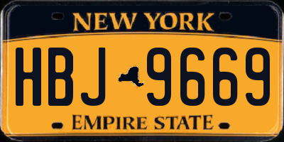 NY license plate HBJ9669