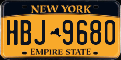 NY license plate HBJ9680