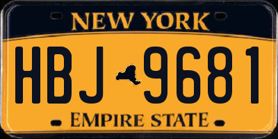 NY license plate HBJ9681
