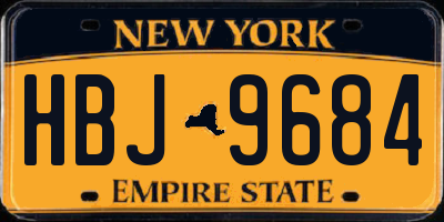 NY license plate HBJ9684