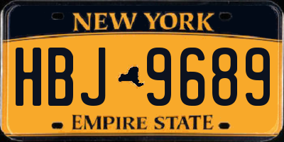 NY license plate HBJ9689