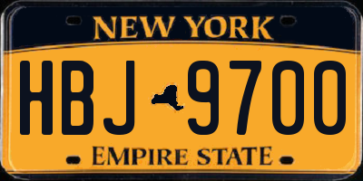 NY license plate HBJ9700