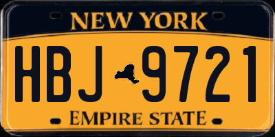 NY license plate HBJ9721