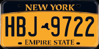 NY license plate HBJ9722