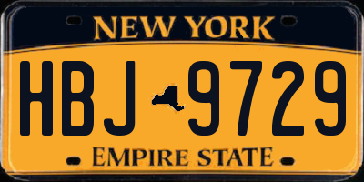 NY license plate HBJ9729