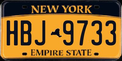 NY license plate HBJ9733
