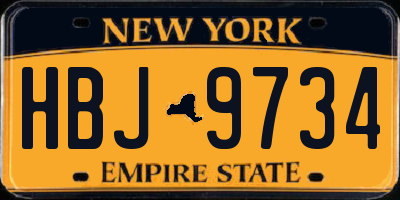 NY license plate HBJ9734