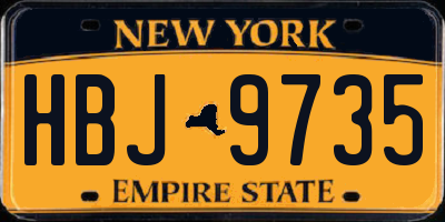 NY license plate HBJ9735