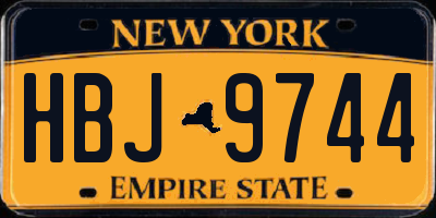 NY license plate HBJ9744