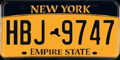 NY license plate HBJ9747