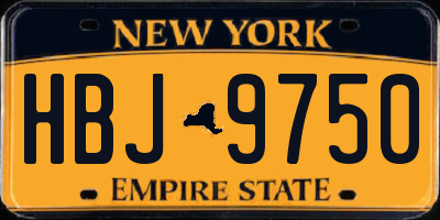 NY license plate HBJ9750