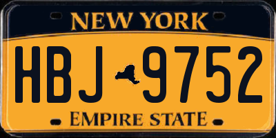 NY license plate HBJ9752