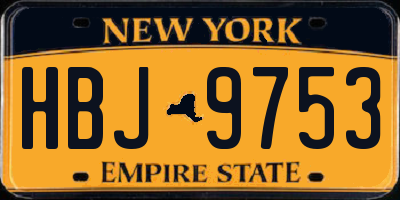 NY license plate HBJ9753