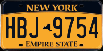 NY license plate HBJ9754