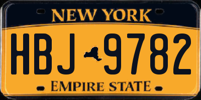 NY license plate HBJ9782