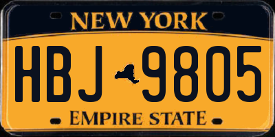 NY license plate HBJ9805