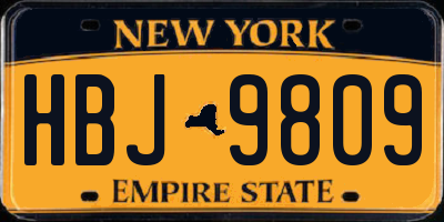 NY license plate HBJ9809
