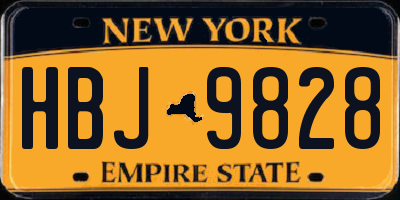 NY license plate HBJ9828