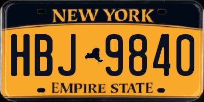 NY license plate HBJ9840