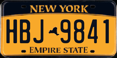 NY license plate HBJ9841