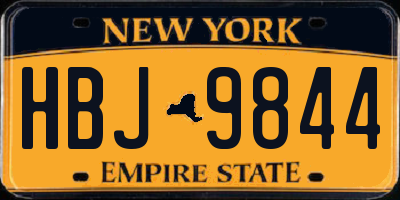 NY license plate HBJ9844