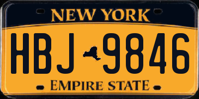NY license plate HBJ9846