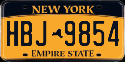 NY license plate HBJ9854