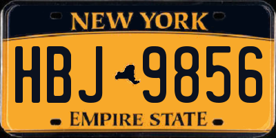 NY license plate HBJ9856