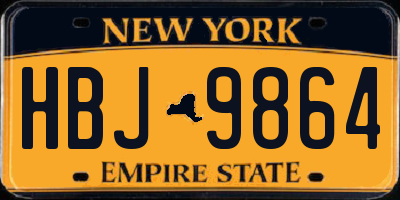 NY license plate HBJ9864