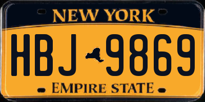 NY license plate HBJ9869