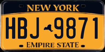 NY license plate HBJ9871