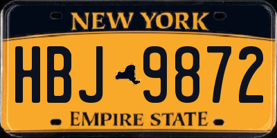 NY license plate HBJ9872