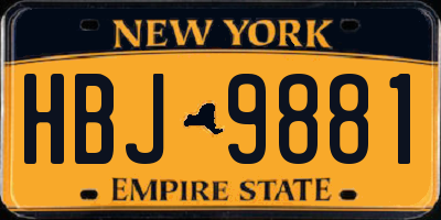 NY license plate HBJ9881