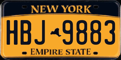 NY license plate HBJ9883