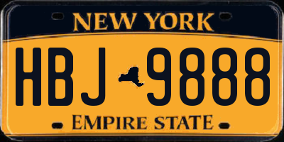 NY license plate HBJ9888