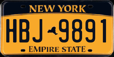 NY license plate HBJ9891