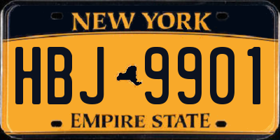 NY license plate HBJ9901