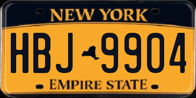 NY license plate HBJ9904