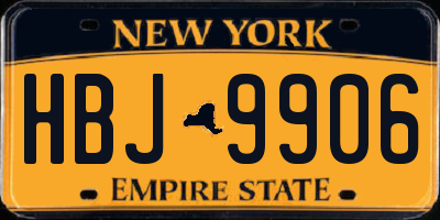 NY license plate HBJ9906