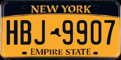 NY license plate HBJ9907