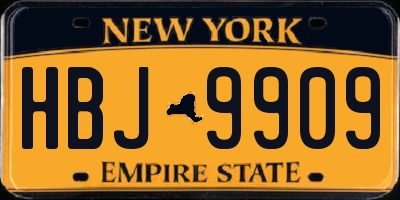 NY license plate HBJ9909
