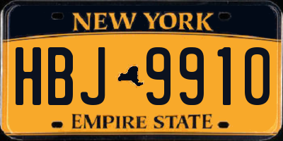 NY license plate HBJ9910