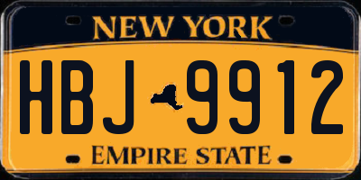 NY license plate HBJ9912