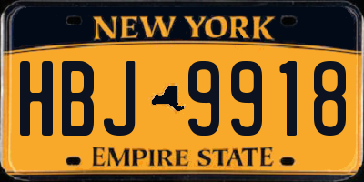 NY license plate HBJ9918