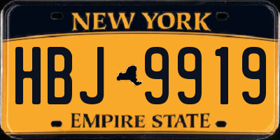 NY license plate HBJ9919