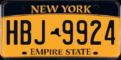NY license plate HBJ9924