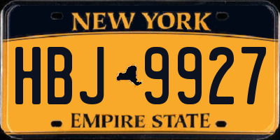 NY license plate HBJ9927